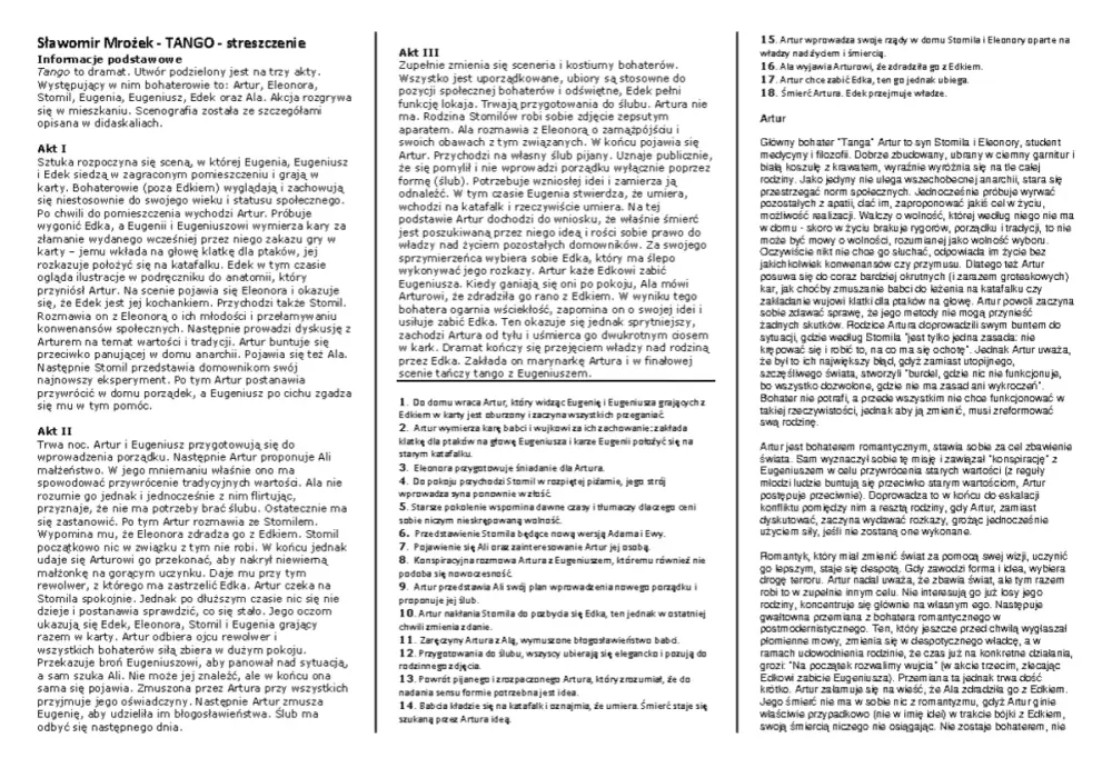 Tango Mrożka - Streszczenie szczegółowe - Dlaczego aktualne?
