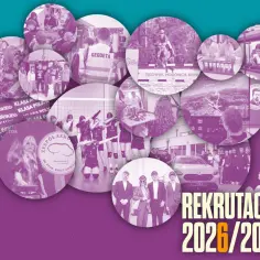 Kiedy wyniki rekrutacji do szkół średnich: kola z siatkarkami, jeźdźcem, geodetą, uczniami w laboratoriach i symulatorze lotu.