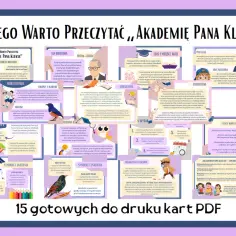 Grafika przedstawia mapę myśli z kluczowymi informacjami o "Akademii Pana Kleksa", idealną jako inspiracja do **tematy wypracowań akademia pana kleksa**.