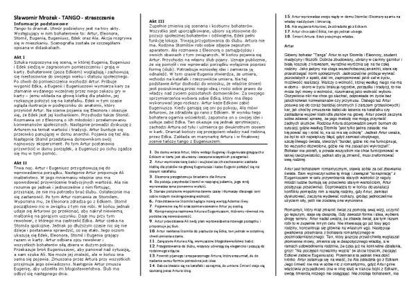 Tango Mrożka - Streszczenie szczegółowe - Dlaczego aktualne?